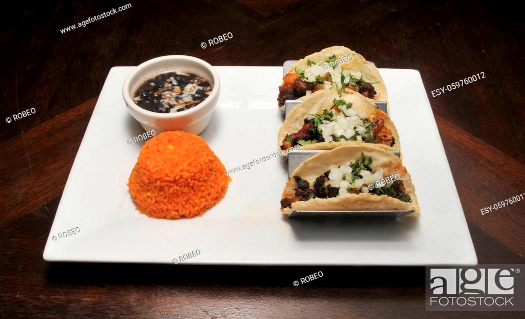 Stock Photo: Authentic tex mex mexican cuisine known as a Tacos Al Pastor.