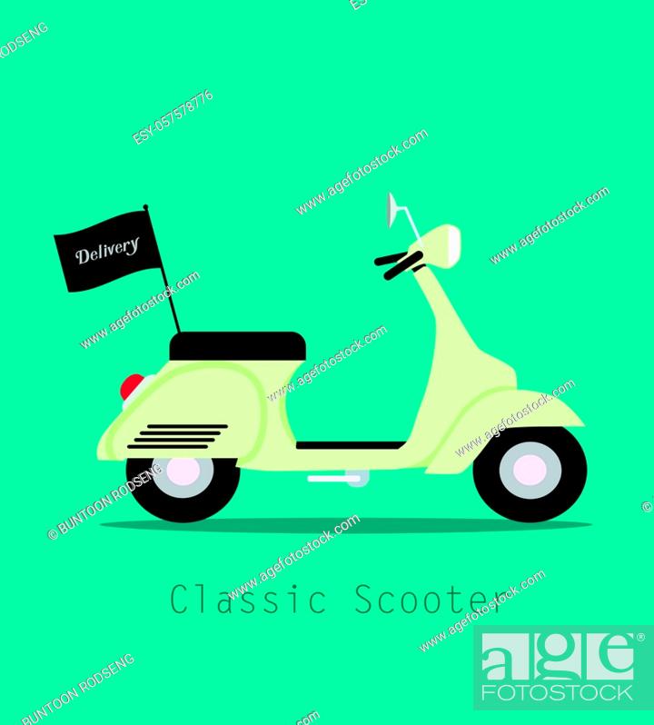 Vector: scooter vintage classic style logistics and delivery trendy background, vector Illustration.