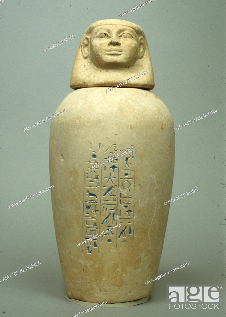 Stock Photo: Canopic Jar of Manhata, New Kingdom, Dynasty 18, ca. 1479â€“1425 B.C., From Egypt, Upper Egypt, Thebes, Wadi Gabbanat el-Qurud, Wadi D.