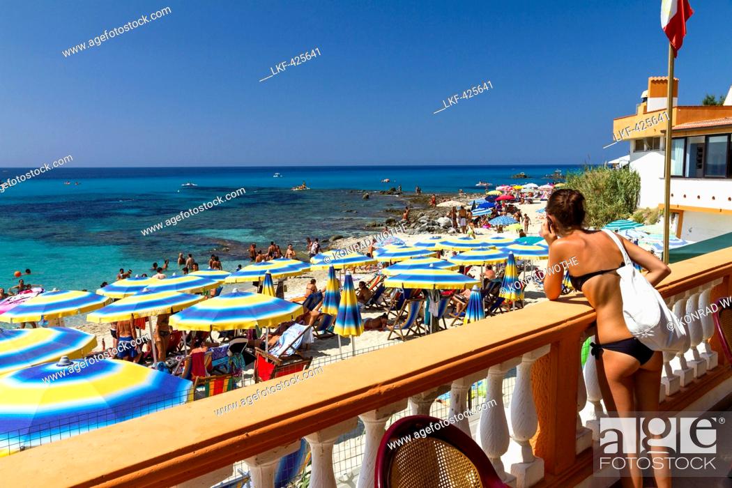Stock Photo: Onda Blu Beach, Capo Vaticano south of Tropea, Tyrrhenian Sea, Calabria, Mediterranean, Southern Italy, Europe.