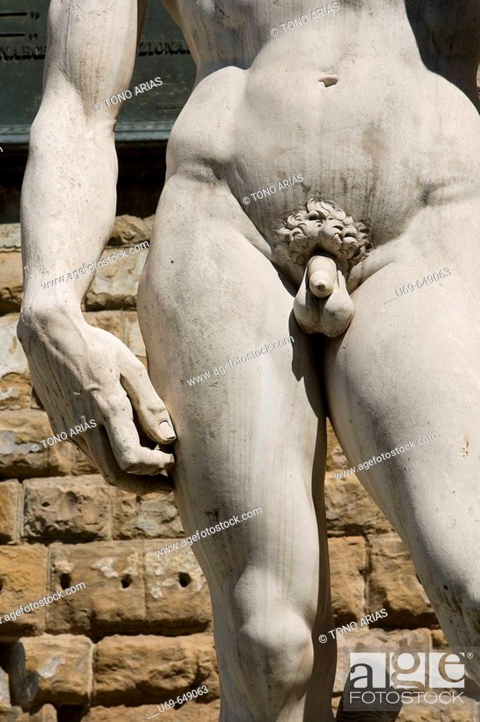 Stock Photo: Replica of Michelangelo's David in Piazza della Signoria, Florence. Tuscany, Italy.