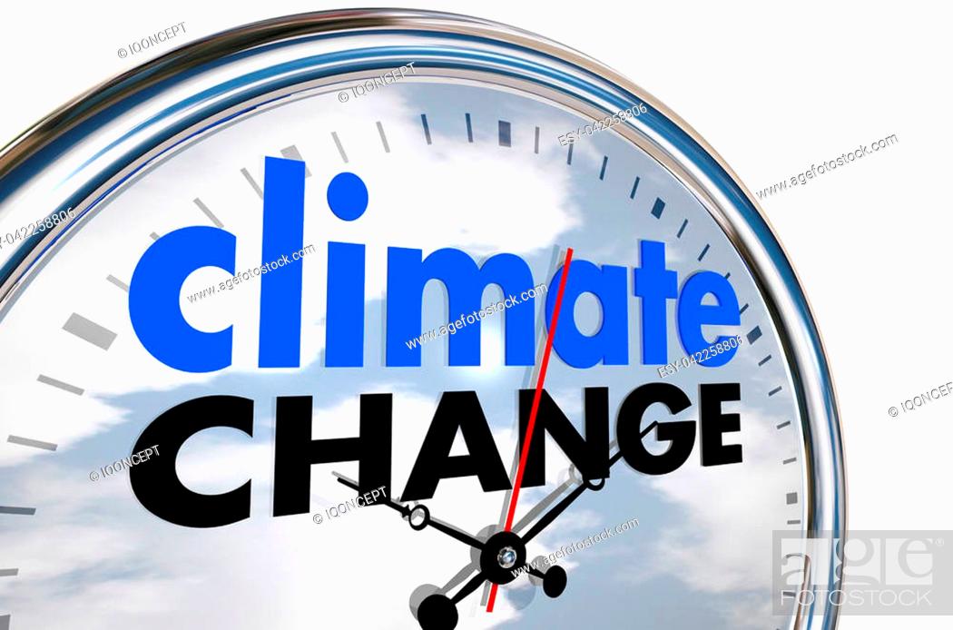 Stock Photo: Climate Change Global Warming Clock Time 3d Illustration.