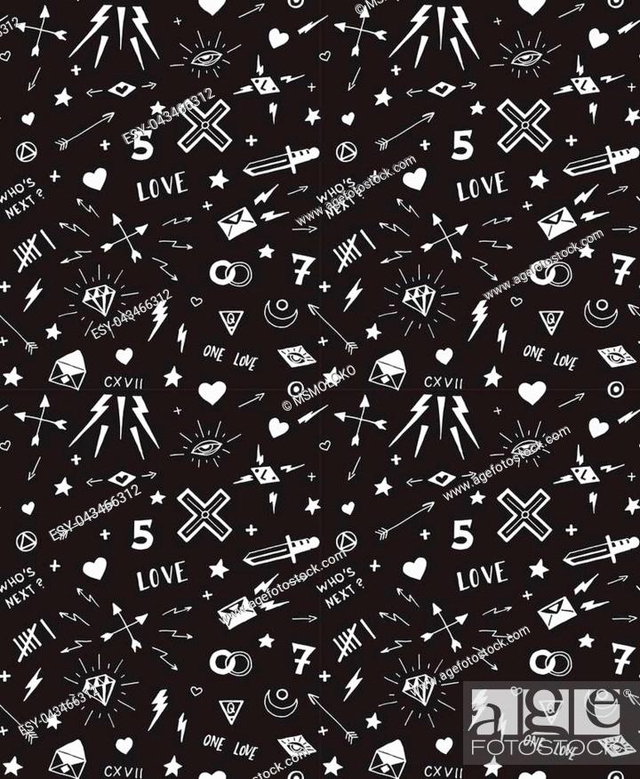 Vector pattern with old school tattoo elements. Seamless background, Stock  Vector, Vector And Low Budget Royalty Free Image. Pic. ESY-043466312 |  agefotostock