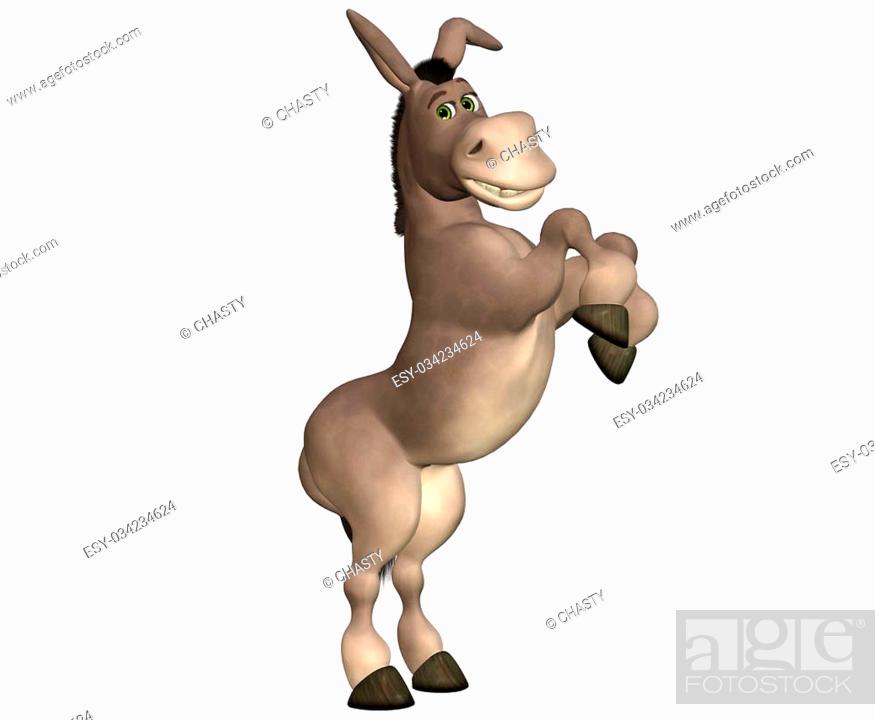Illustration of a cartoon donkey standing up on a white background, Stock  Photo, Picture And Low Budget Royalty Free Image. Pic. ESY-034234624 |  agefotostock