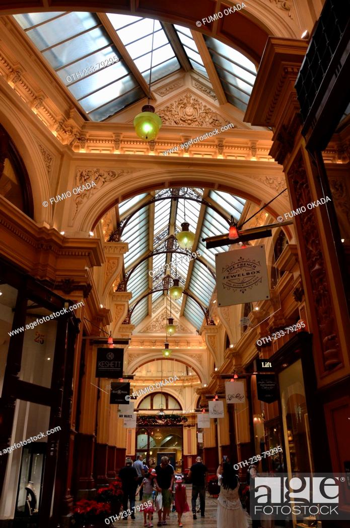 Stock Photo: The Block Arcade, a decent and iconic retail precinct at downtown Melbourne since 1892, city centre of Melbourne, Victoria, Australia.