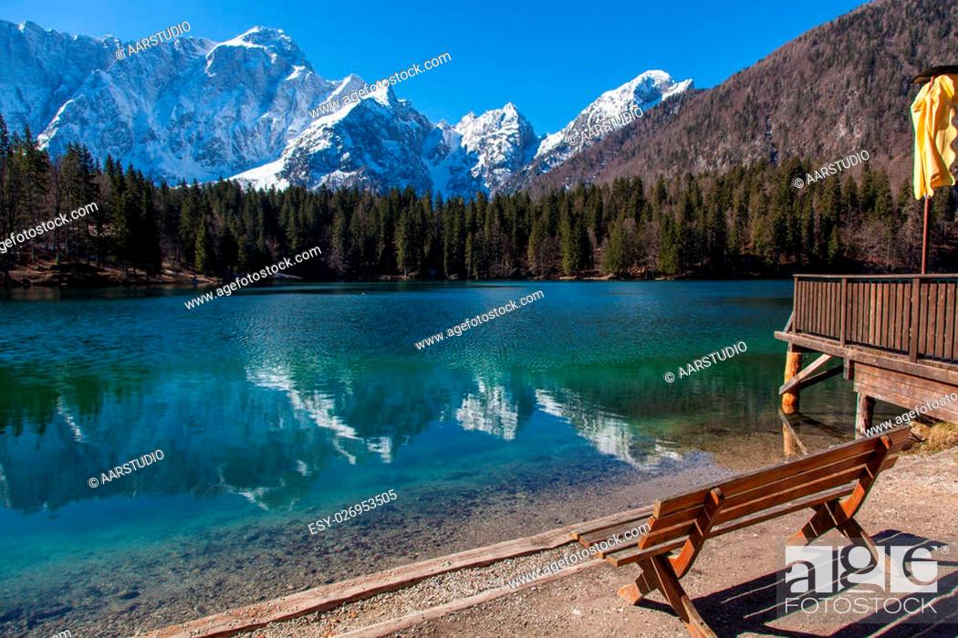 Stock Photo: Alpine lake in Slovenian Alps.