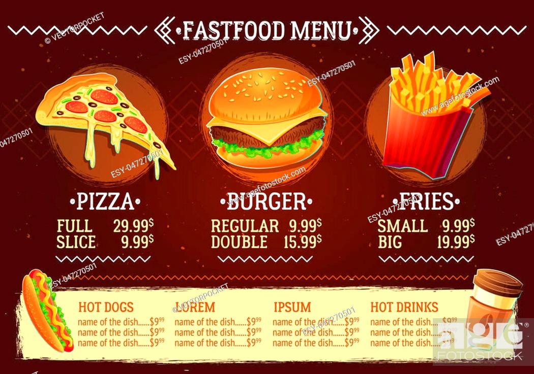 cartoon illustration of a design fast food restaurant menu, Stock Photo,  Picture And Low Budget Royalty Free Image. Pic. ESY-047270501 | agefotostock