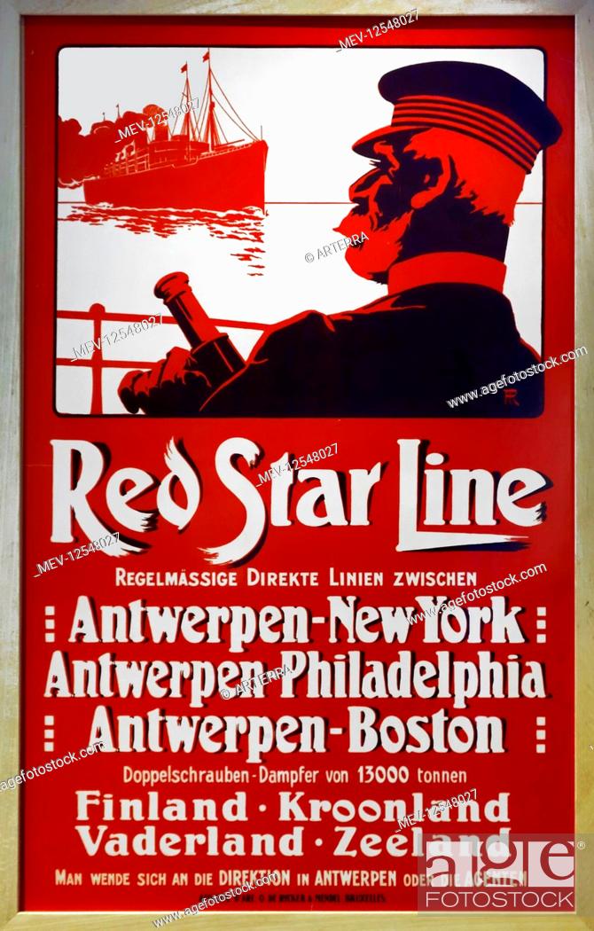 Vintage Belgian Red Star Line Antwerp to New York Shipping Poster A3/A2/A1 Print 