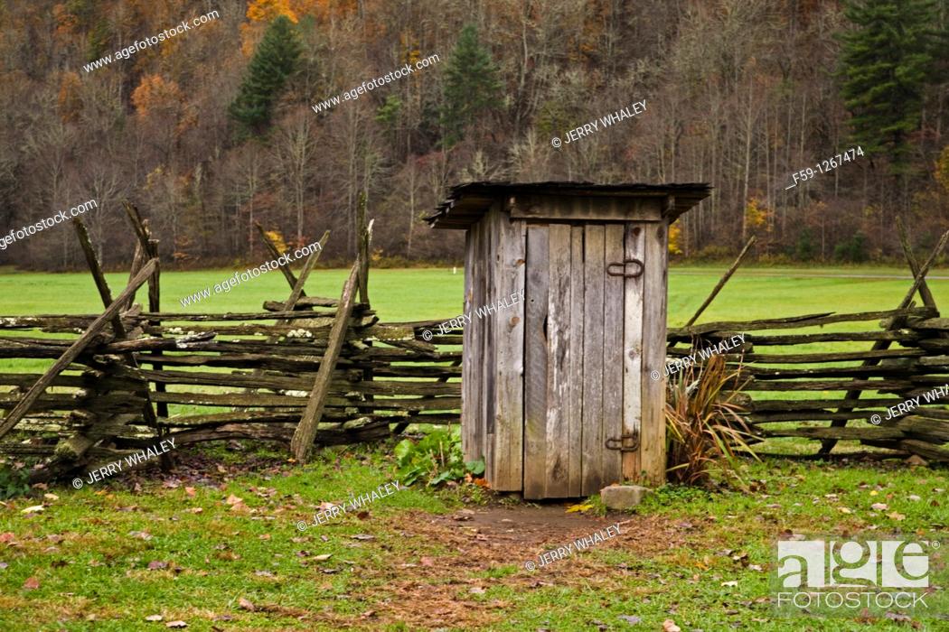 Stock Photo: Outhouse, Oconaluftee Pioneer Homestead, Great Smoky Mtns National Park, NC.