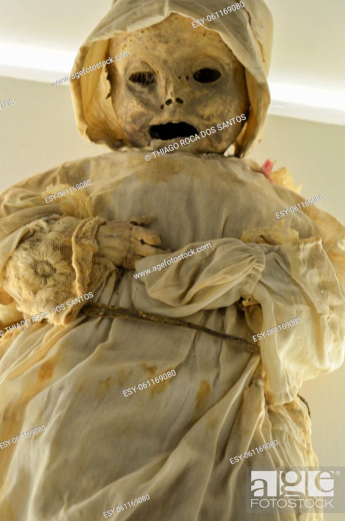 Stock Photo: GUANAJUATO, MEXICO - May 06, 2013: El Museo De Las Momias, mummies of Guanajuato, buried in 1833 due to a cholera epidemic, a natural mummification.