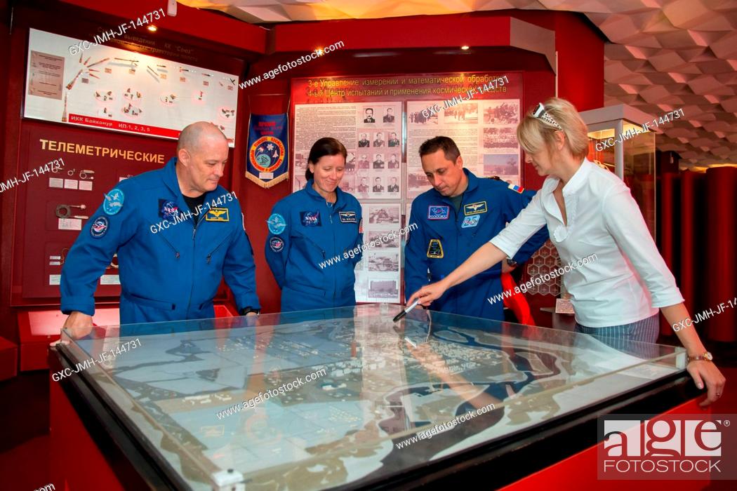 Stock Photo: At the Space Museum in the town of Baikonur, Kazakhstan, Expedition 53-54 backup crewmembers Scott Tingle of NASA (left).