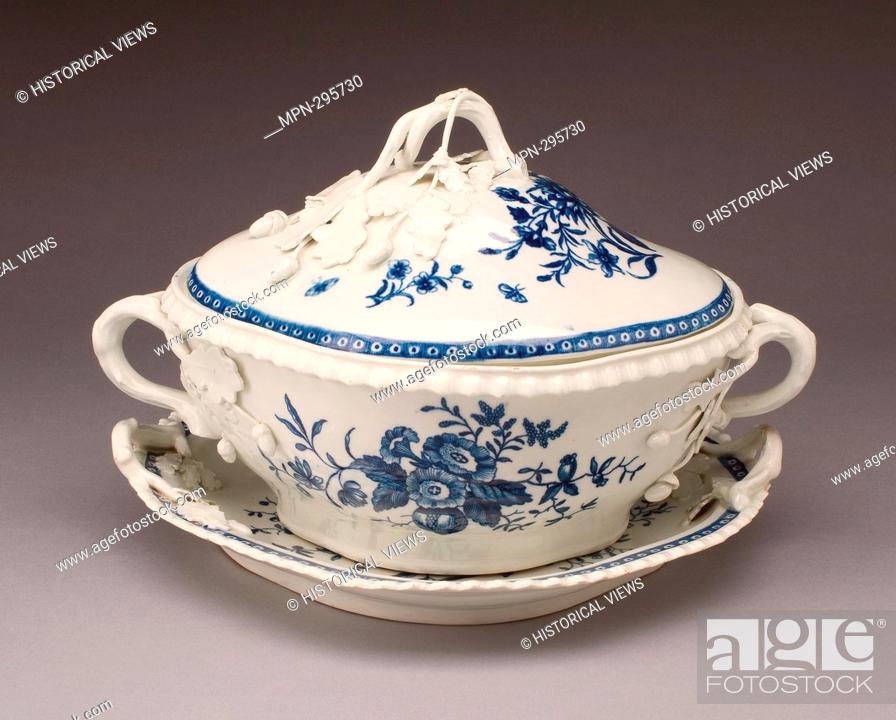Stock Photo: Author: Worcester Royal Porcelain Company. Tureen and Stand - About 1770 - Worcester Porcelain Factory Worcester, England, founded 1751.