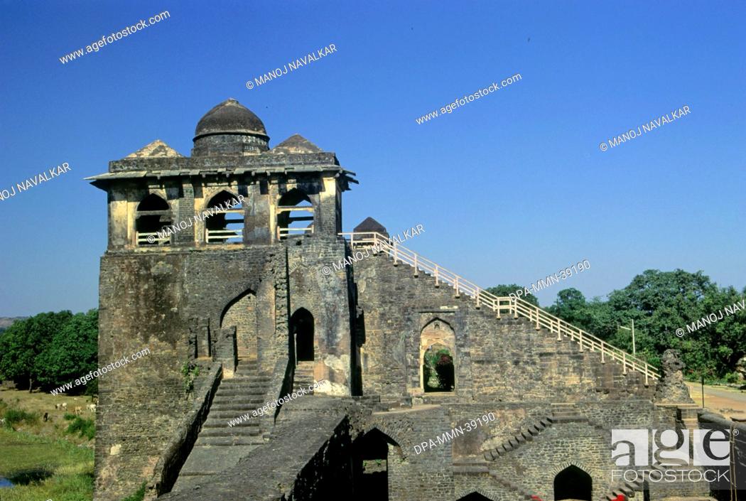 Stock Photo: Jahaz Mahal or ship palace ; mandu ; madhya pradesh ; india.