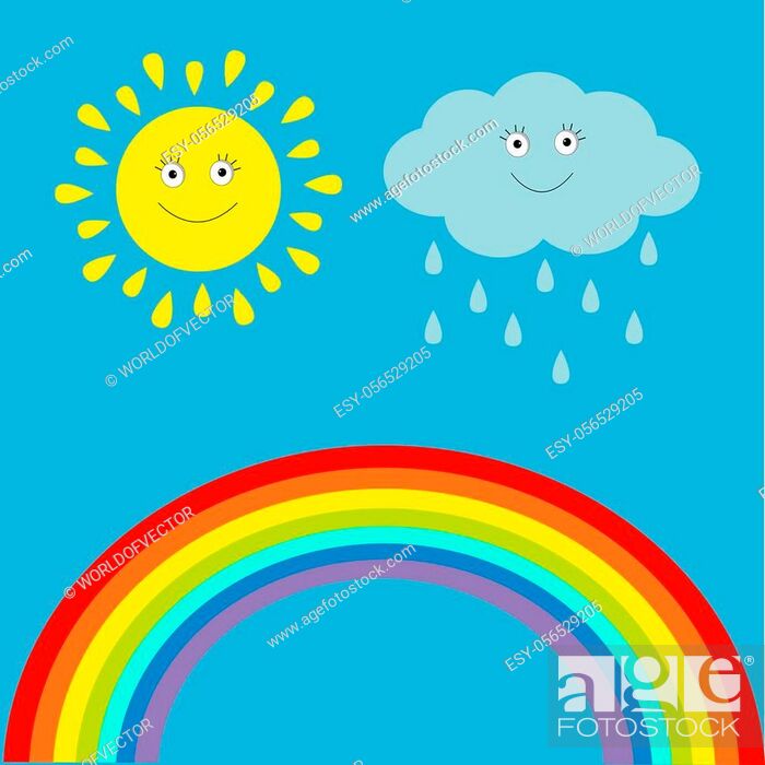 Cartoon sun, cloud with rain and rainbow set Vector, Stock Vector, Vector  And Low Budget Royalty Free Image. Pic. ESY-056529205 | agefotostock