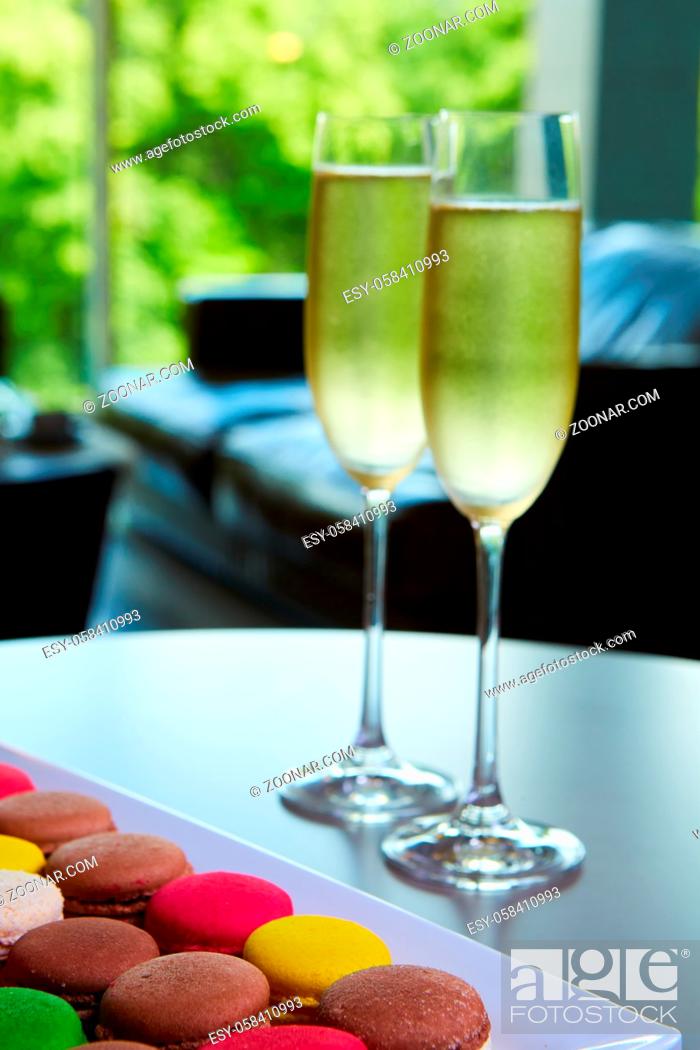 Stock Photo: Two glasses of champagne. Festive still life.