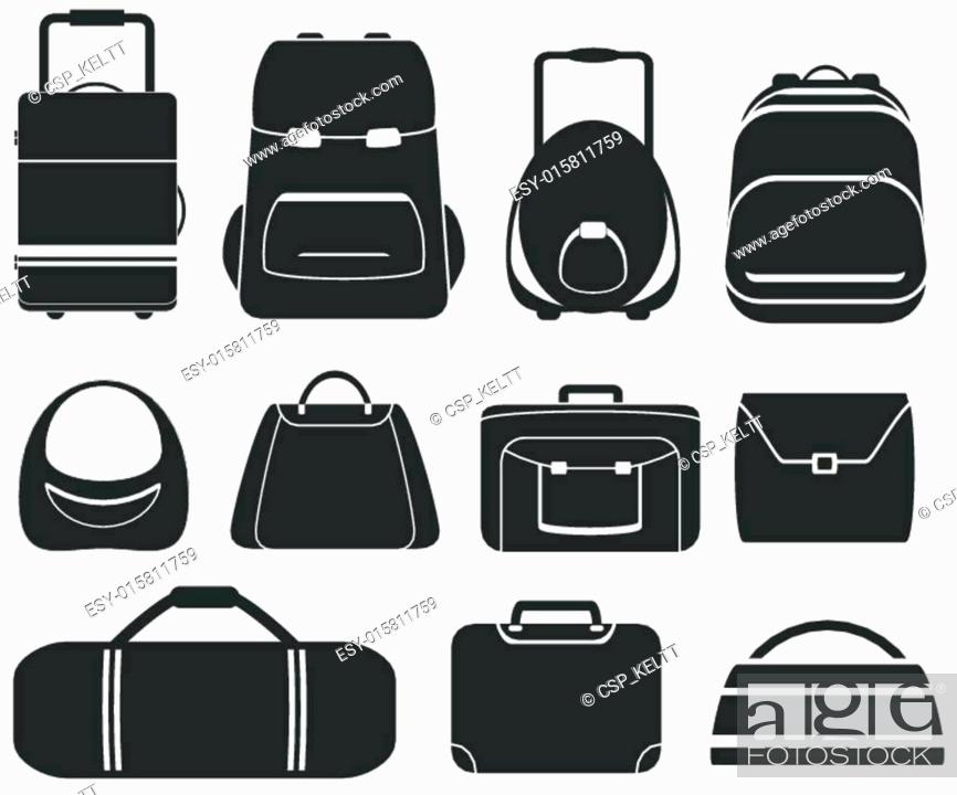 Stock Vector: set gray isolated bag.