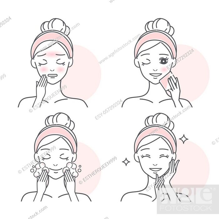 beauty cartoon woman with oil skin on the white background, Stock Vector,  Vector And Low Budget Royalty Free Image. Pic. ESY-057292324 | agefotostock