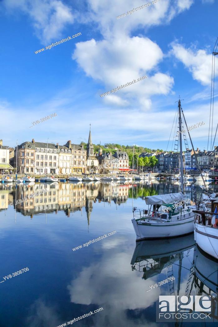 Photo de stock: Docked boats at the Honfleur harbor, Normandy, France.