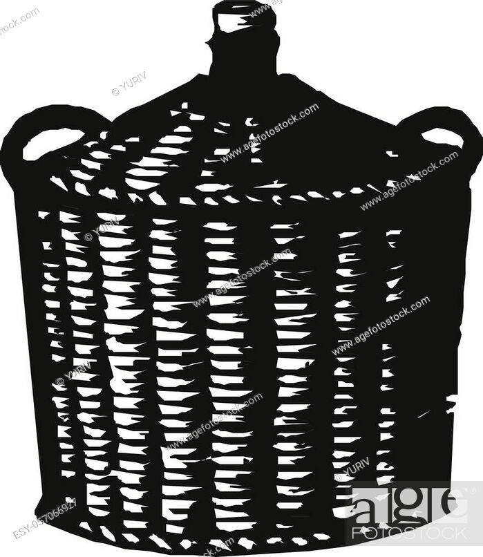 Stock Vector: Wicker basket isolated on white vector illustration.