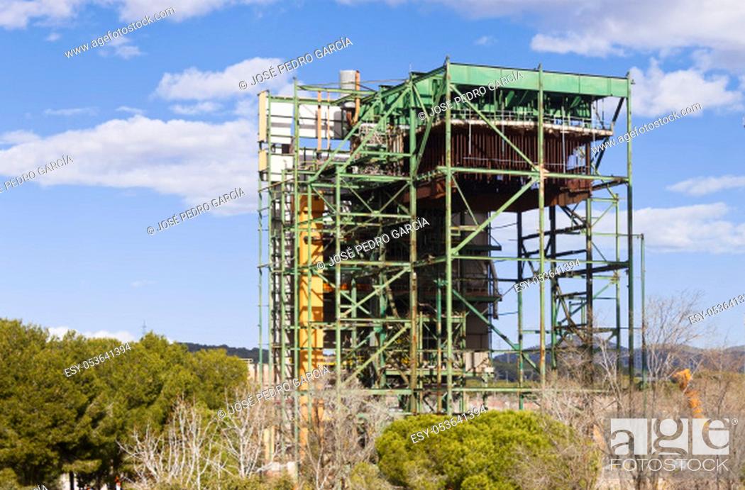 Stock Photo: Dismantlement of the thermal power plant of Cubelles, Barcelona, Spain.