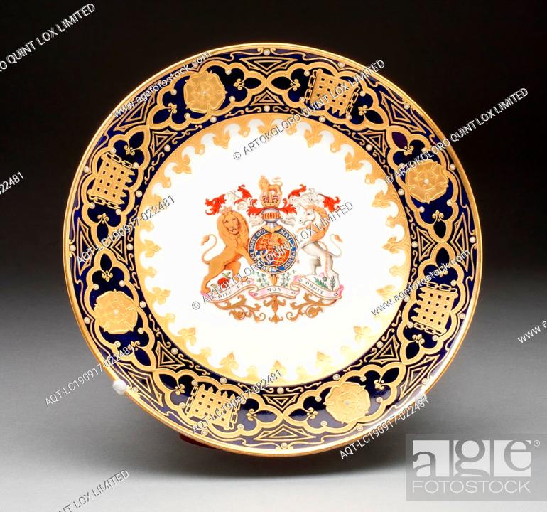 Stock Photo: Plate, c. 1830, Worcester Porcelain Factory (Flight, Barr & Barr Period), Worcester, England, founded 1751, Decorated by Enoch Doe (English, c.