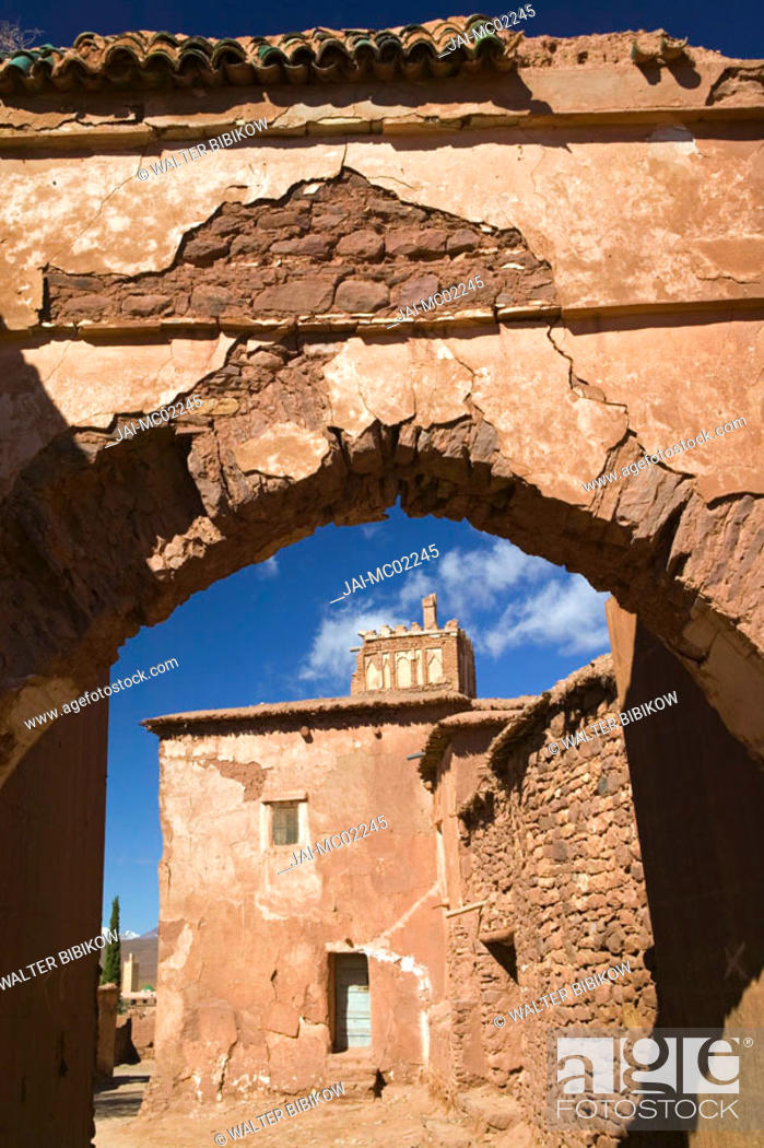 Stock Photo: Ruins of the Glaoui Kasbah, Telouet, Tizi-n-Tichka pass, Atlas Mountains, Morocco.