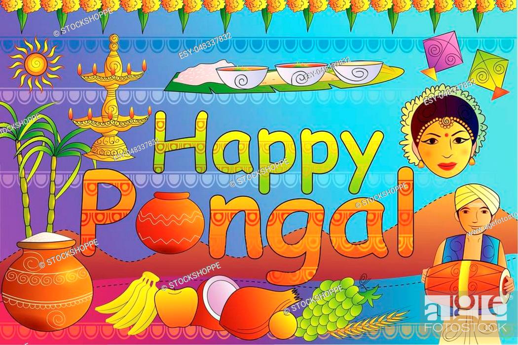 vector illustration of Happy Pongal festival celebration background, Stock  Vector, Vector And Low Budget Royalty Free Image. Pic. ESY-048337832 |  agefotostock