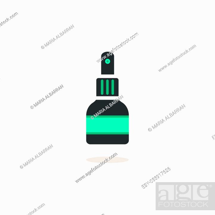 Vector: Antiseptic spray. Icon with shadow on a beige background. Pharmacy flat vector illustration.