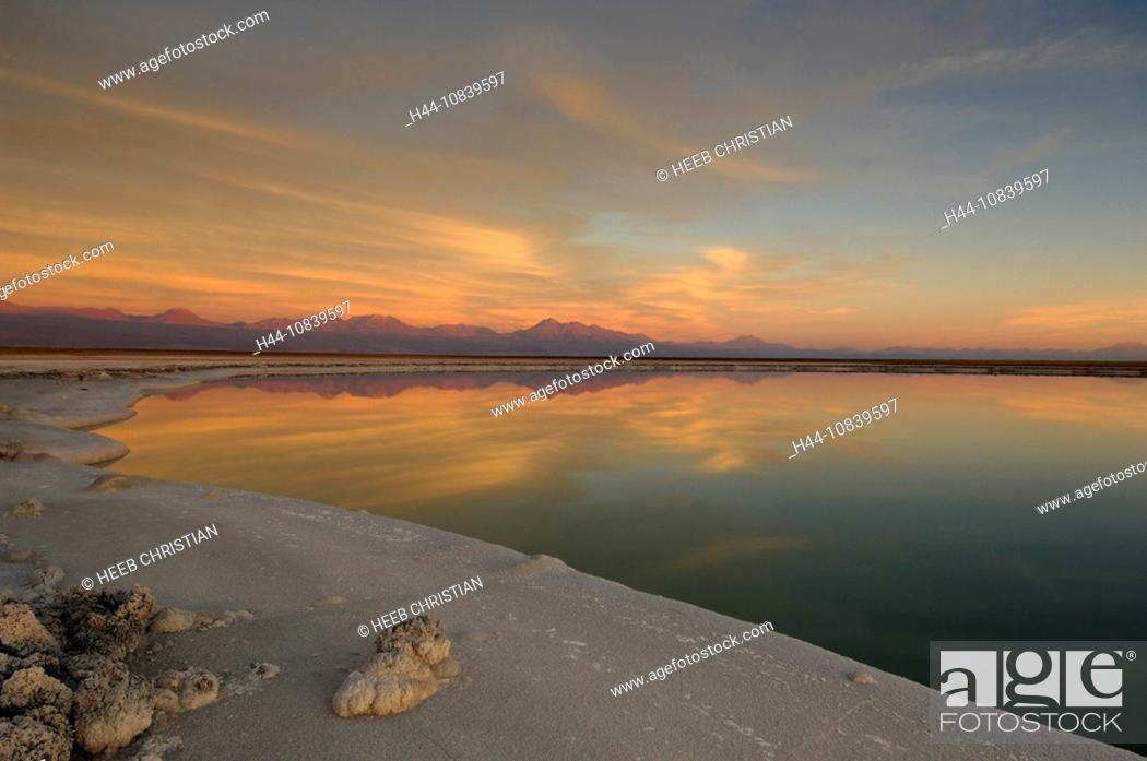 Stock Photo: Chile, South America, Laguna Cejas, Atacama Salt Lake, Salar de Atacama, near San Pedro de Atacama, Atacama Desert, De.