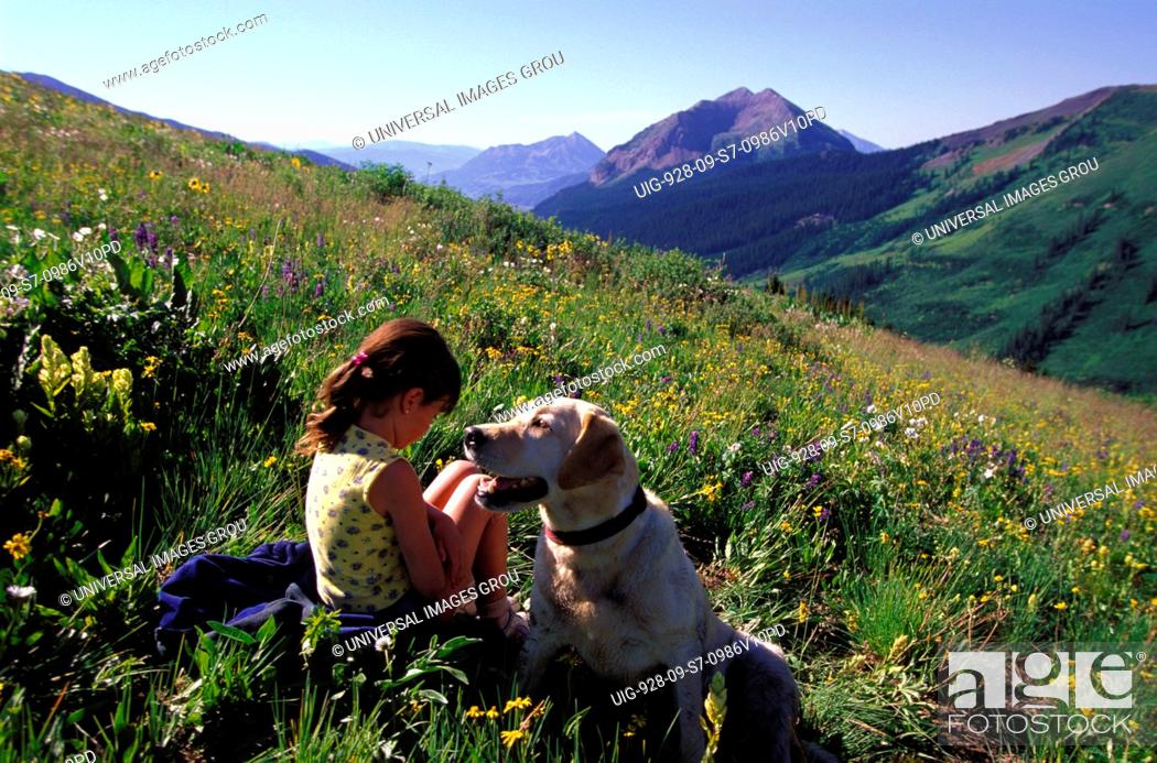 Colorado. Girl Sitting With Dog During Hike On Trail 401, Above Washington  Gulch, Stock Photo, Picture And Rights Managed Image. Pic.  UIG-928-09-S7-0986V10PD | agefotostock