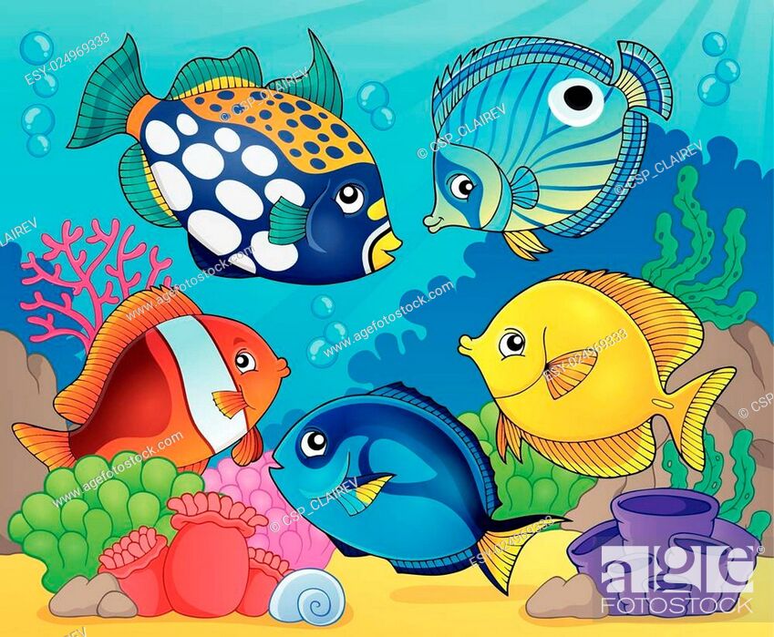 Stock Vector: Coral reef fish theme image 8.