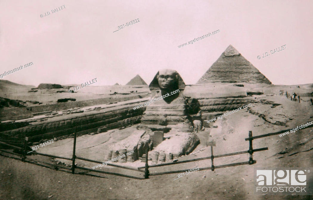 Egypt Photo 1920 c Small Sphinx with Tourists