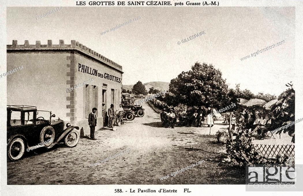 Stock Photo: old postcard of Caves Saint-Cezaire.