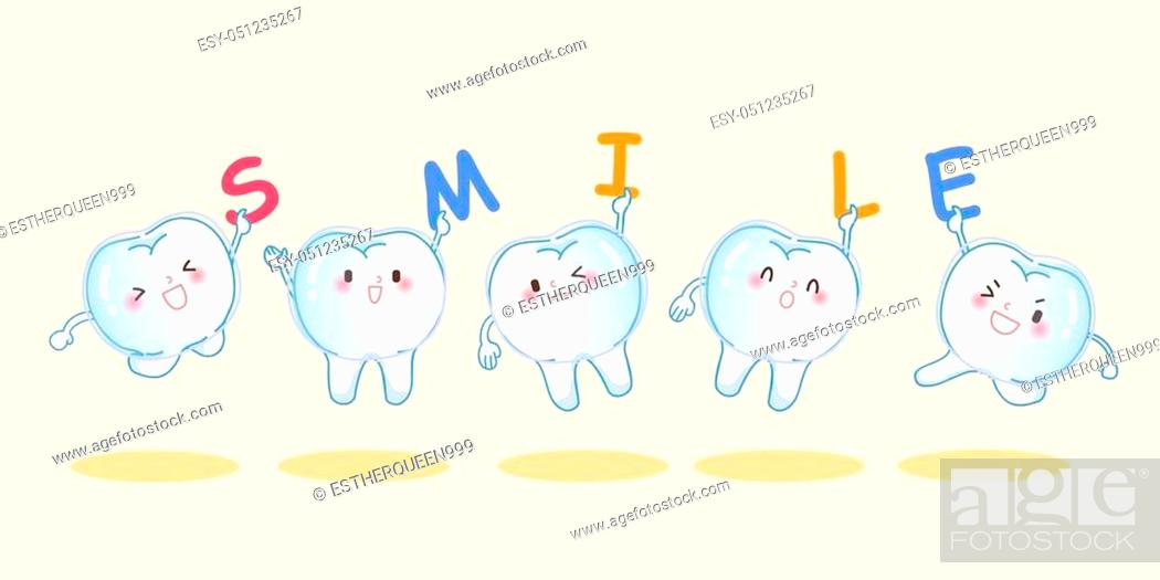 cute cartoon teeth wear invisible braces and take smile word, Stock Vector,  Vector And Low Budget Royalty Free Image. Pic. ESY-051235267 | agefotostock