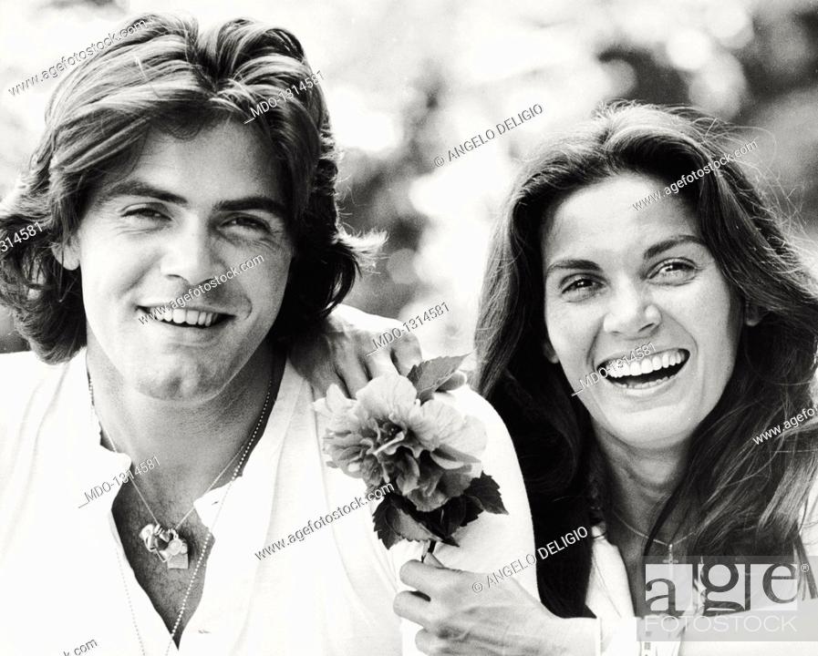 Stock Photo: Florinda Bolkan and Lamberto Ripoli smiling. Portrait of Brazilian actress Florinda Bolkan and Lamberto Ripoli. 1970s.