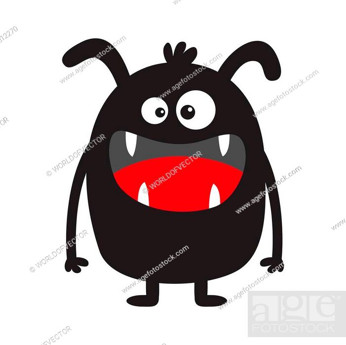 Monster black silhouette. Cute cartoon kawaii scary funny character, Stock  Vector, Vector And Low Budget Royalty Free Image. Pic. ESY-056812270 |  agefotostock