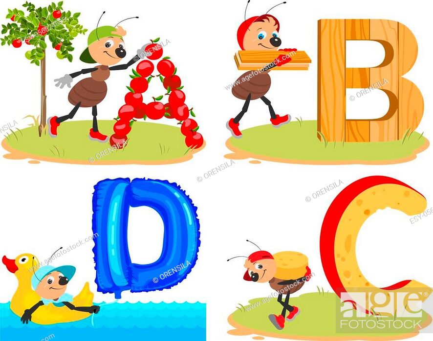 English ABC alphabet for children. Insect ant and letters, Stock Vector,  Vector And Low Budget Royalty Free Image. Pic. ESY-056824505 | agefotostock