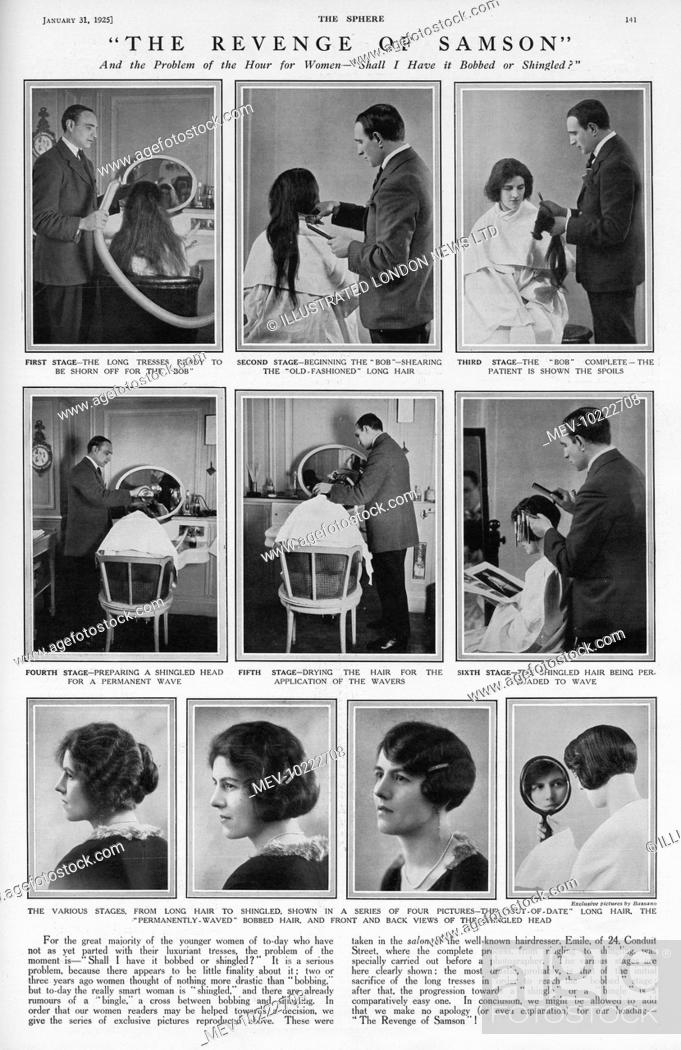 A series of photographs showing a fashionable 1920s lady going from long  hair to a bobbed style, Stock Photo, Picture And Rights Managed Image. Pic.  MEV-10222708 | agefotostock