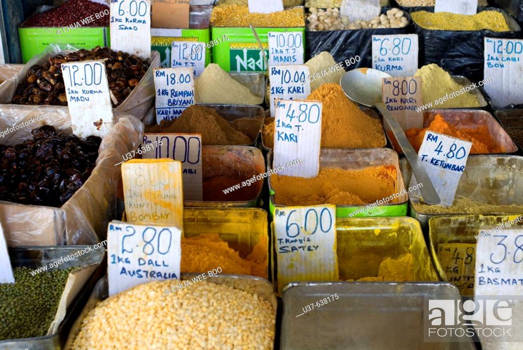 Stock Photo: Spices for sale at India Street, Kuching, Sarawak, Malaysia.