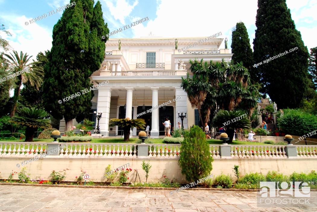 Stock Photo: Empress Elisabeth Amalie Eugenie also known as Sissi or Sisi Palace called Achilleon in Gastouri on greek island of Corfu.