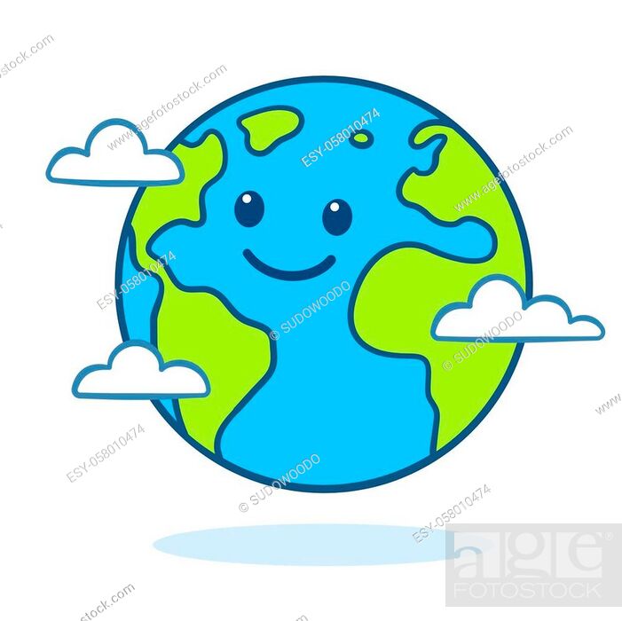 Planet Earth drawing with cute cartoon face. Nature and ecology vector clip  art illustration, Stock Vector, Vector And Low Budget Royalty Free Image.  Pic. ESY-058010474 | agefotostock