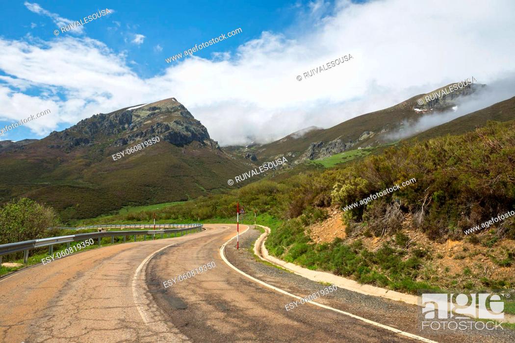 Stock Photo: Road in the mountains in the Picos de Europa national park, Spain, Asturias.
