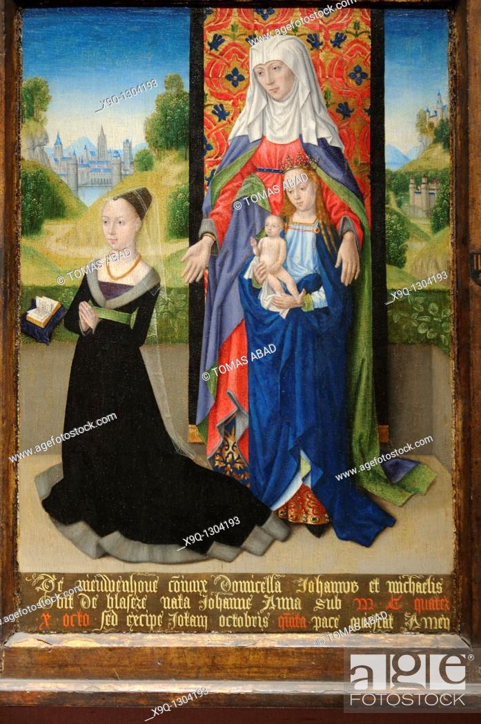 Stock Photo: Virgin and Child with Saint Anne presenting Anna van Nieuwenhove, by Master of the Saint Ursula Legend Netherlandish, active late 15th century.