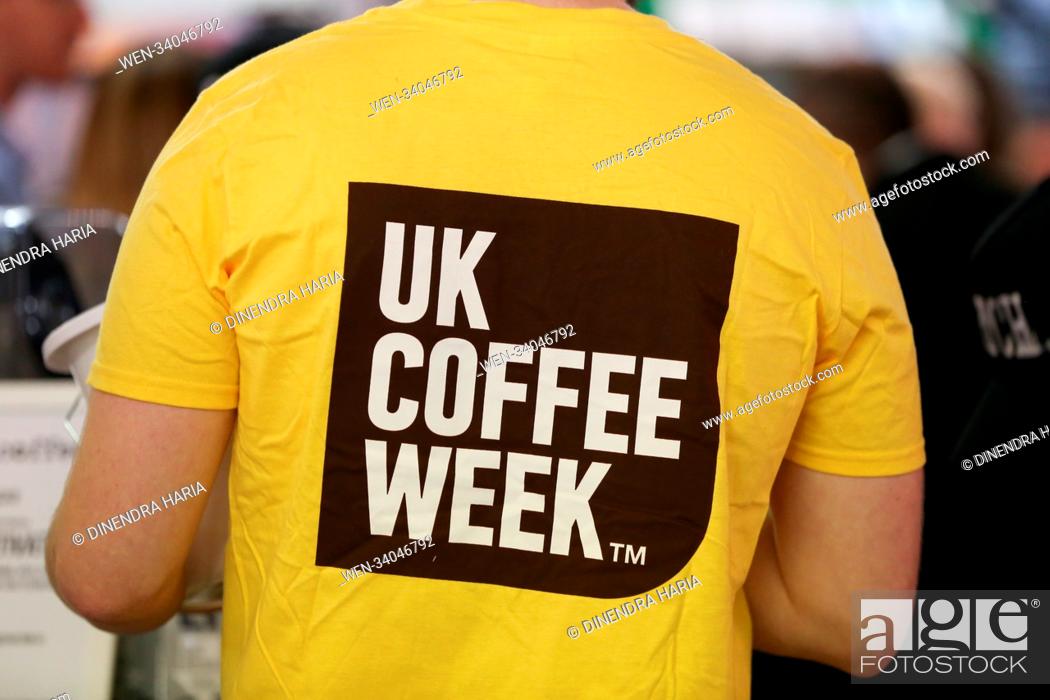 Stock Photo: Visitors attend The London Coffee Festival at The Old Truman Brewery. Now in its 6th year, the festival attracts thousands of visitors over the four day period.