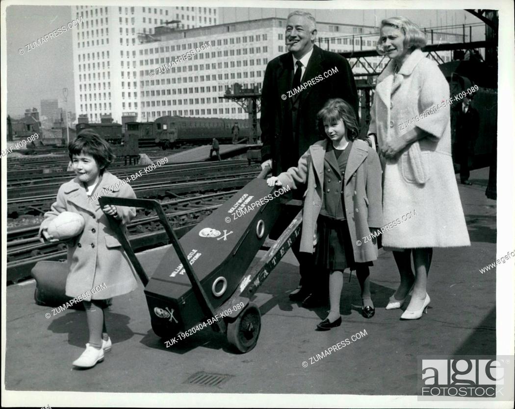 Stock Photo: Apr. 04, 1962 - America Horror King in London: America's top producer of horror films, William Castle, arrived at Waterloo Station this morning.