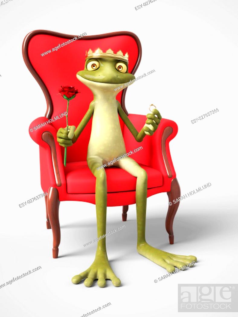 3D rendering of a smiling, romantic cartoon frog prince holding a red rose  in one hand and a ring in..., Stock Photo, Picture And Low Budget Royalty  Free Image. Pic. ESY-027637366 |