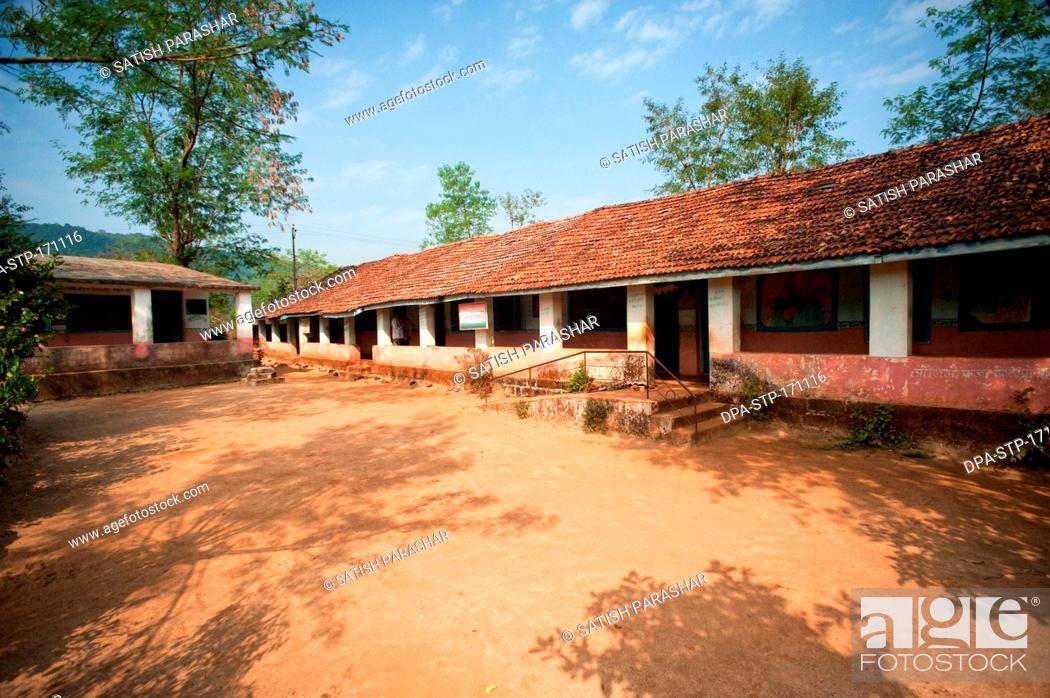 Stock Photo: Village school at Rajwadi , Sangmeshwar , Ratnagiri , Maharashtra , India.