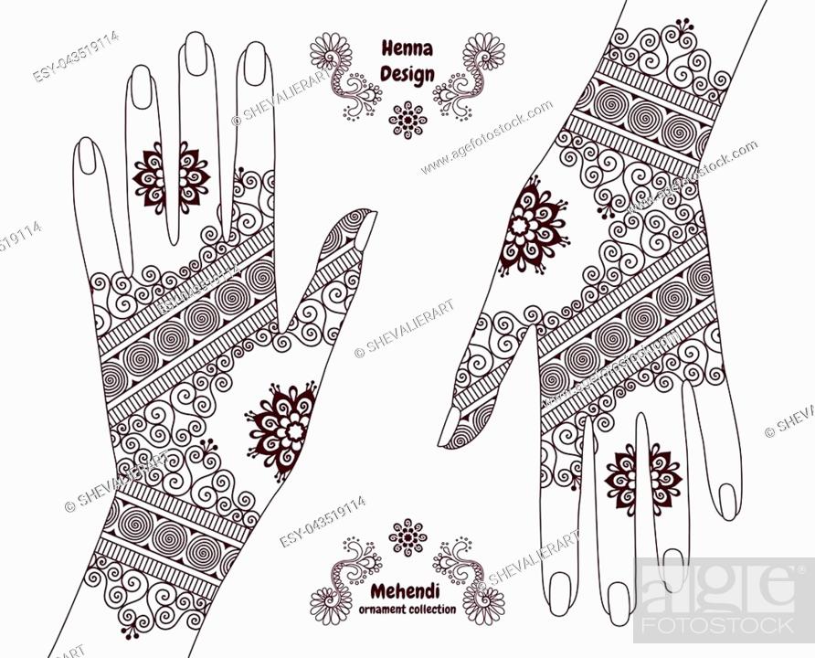 Henna tattoo hands background. Mehendi ornament design. Indian ethnic style  ornamental pattern, Stock Vector, Vector And Low Budget Royalty Free Image.  Pic. ESY-043519114 | agefotostock