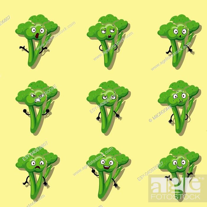 Broccoli different emotions. Vector cartoon style character set, Stock  Vector, Vector And Low Budget Royalty Free Image. Pic. ESY-040836807 |  agefotostock