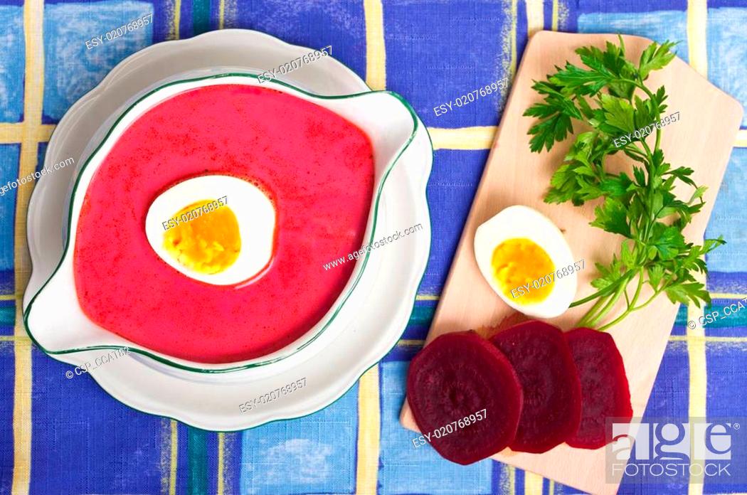 Stock Photo: Beetroot soup.